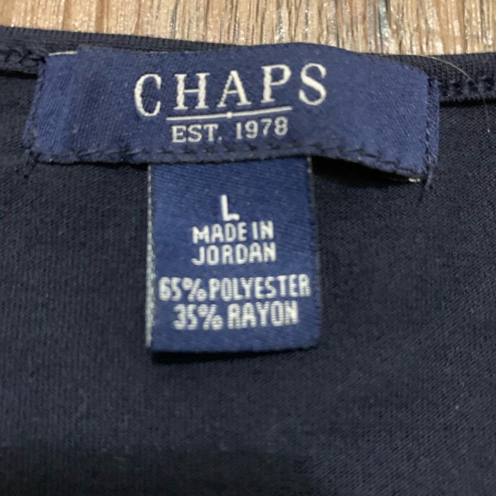 Chaps Navy Blue Short Sleeve Large Top - Picture 9 of 11